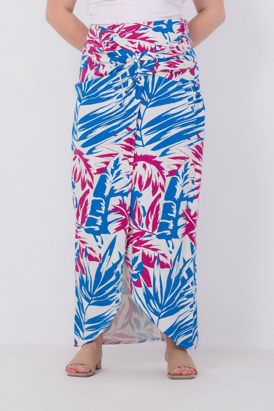 تنورة كتان صيفية مزينة بالزهور