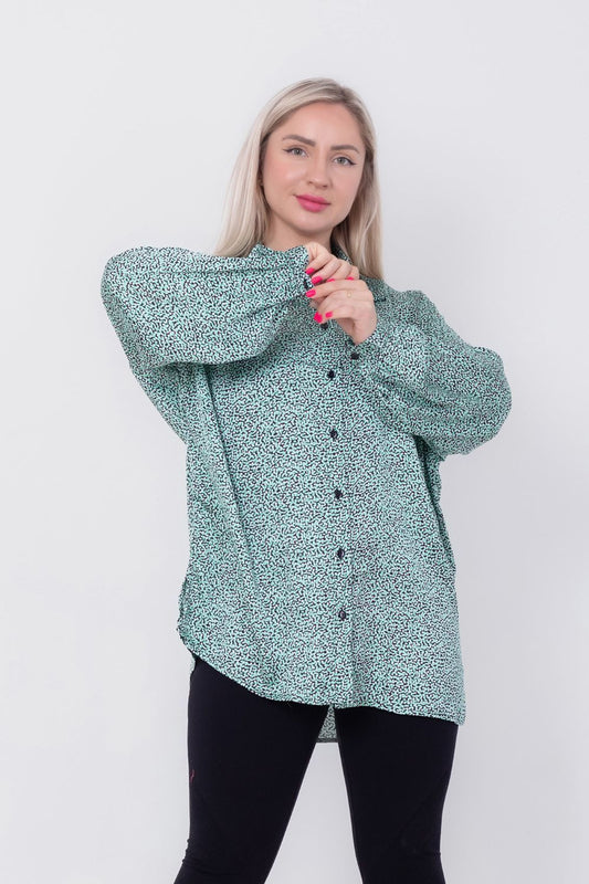 بلوزة مطبوعة من الشيفون الساتان