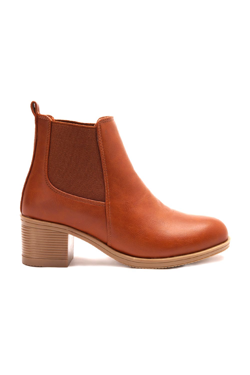 Havana Elastic Side Heeled Ankle Boots