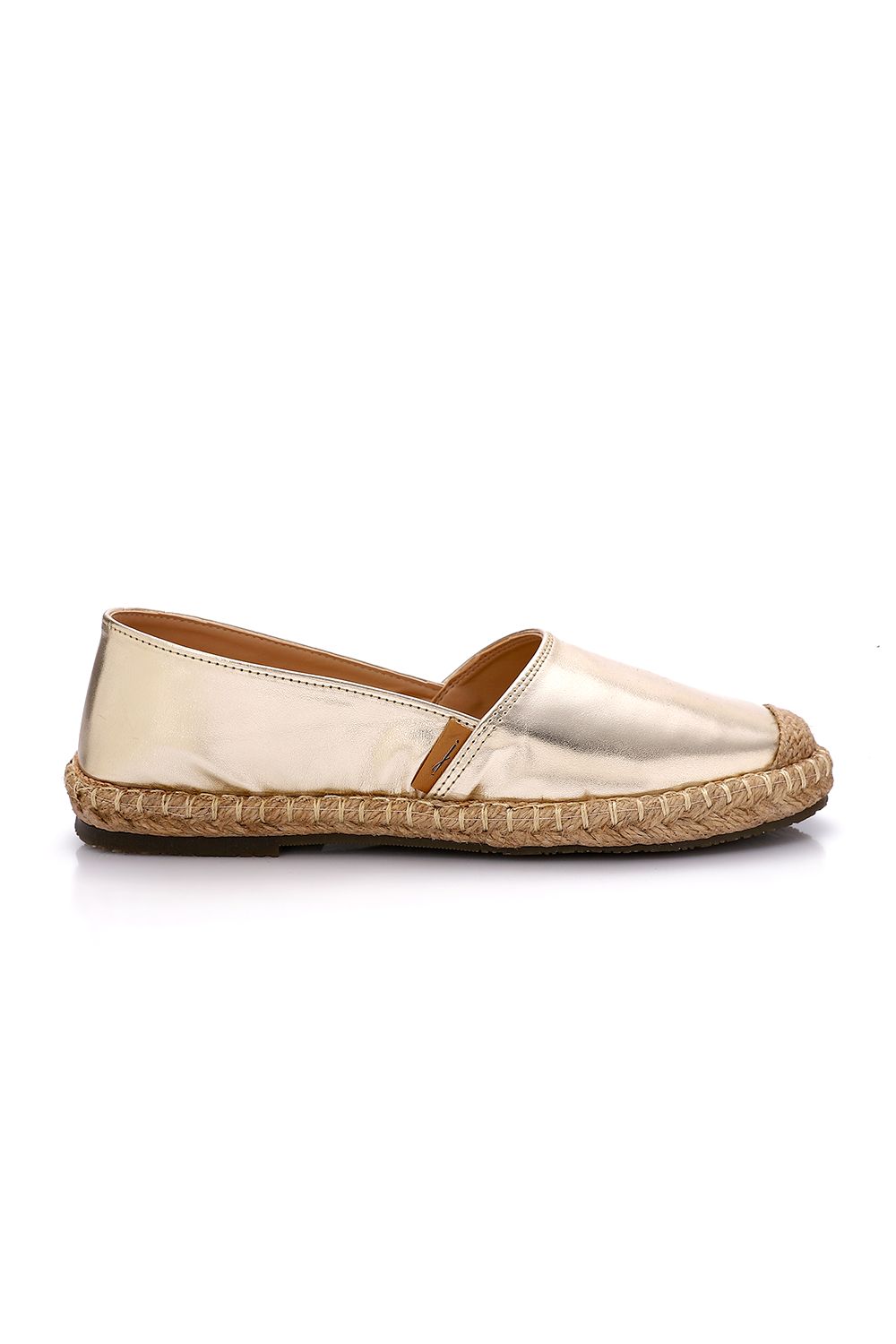 Metallic Espadrille with Straw Frame