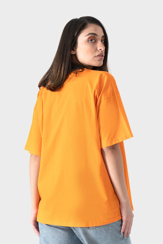 Orange Front Printed T-Shirt
