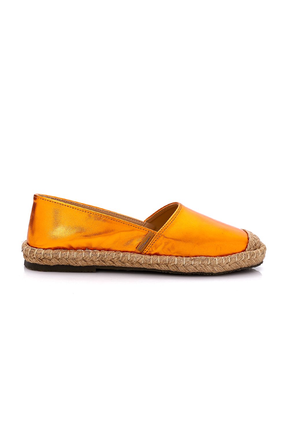 Metallic Espadrille with Straw Frame