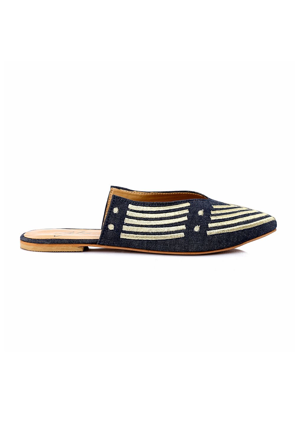 Pointed Toecap Flat Mule Shoes