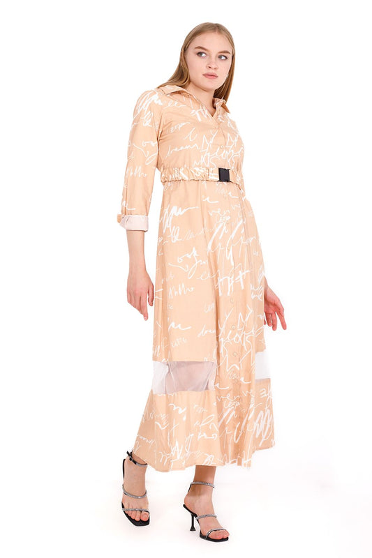 فستان ماكسي من قماش البوبلين مطبوع عليه الحب