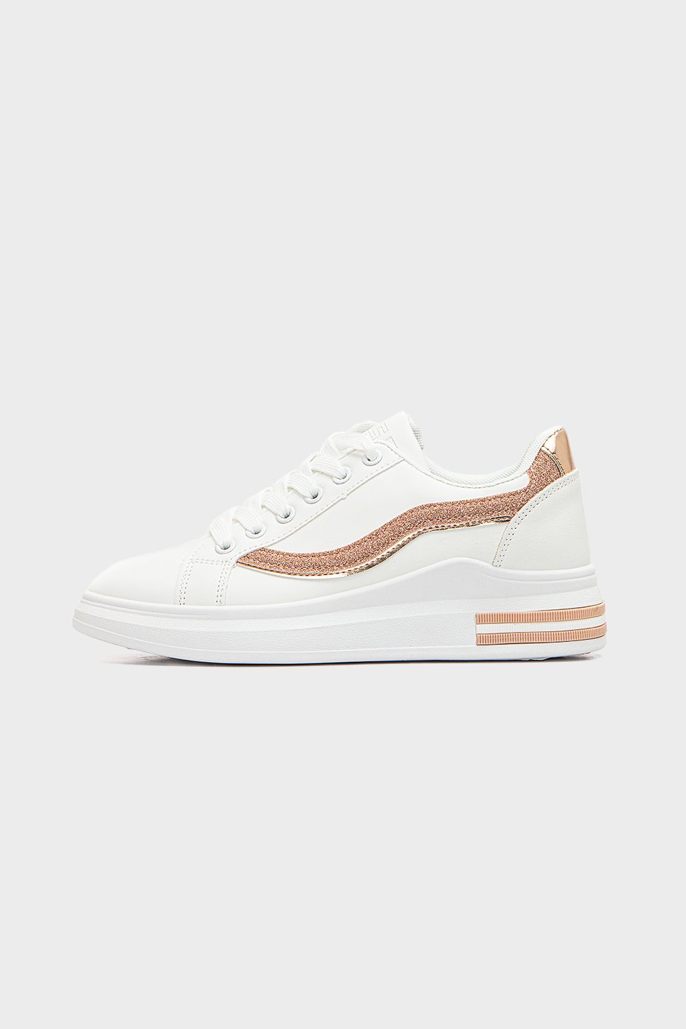 Leather Sneakers with Glitter Side