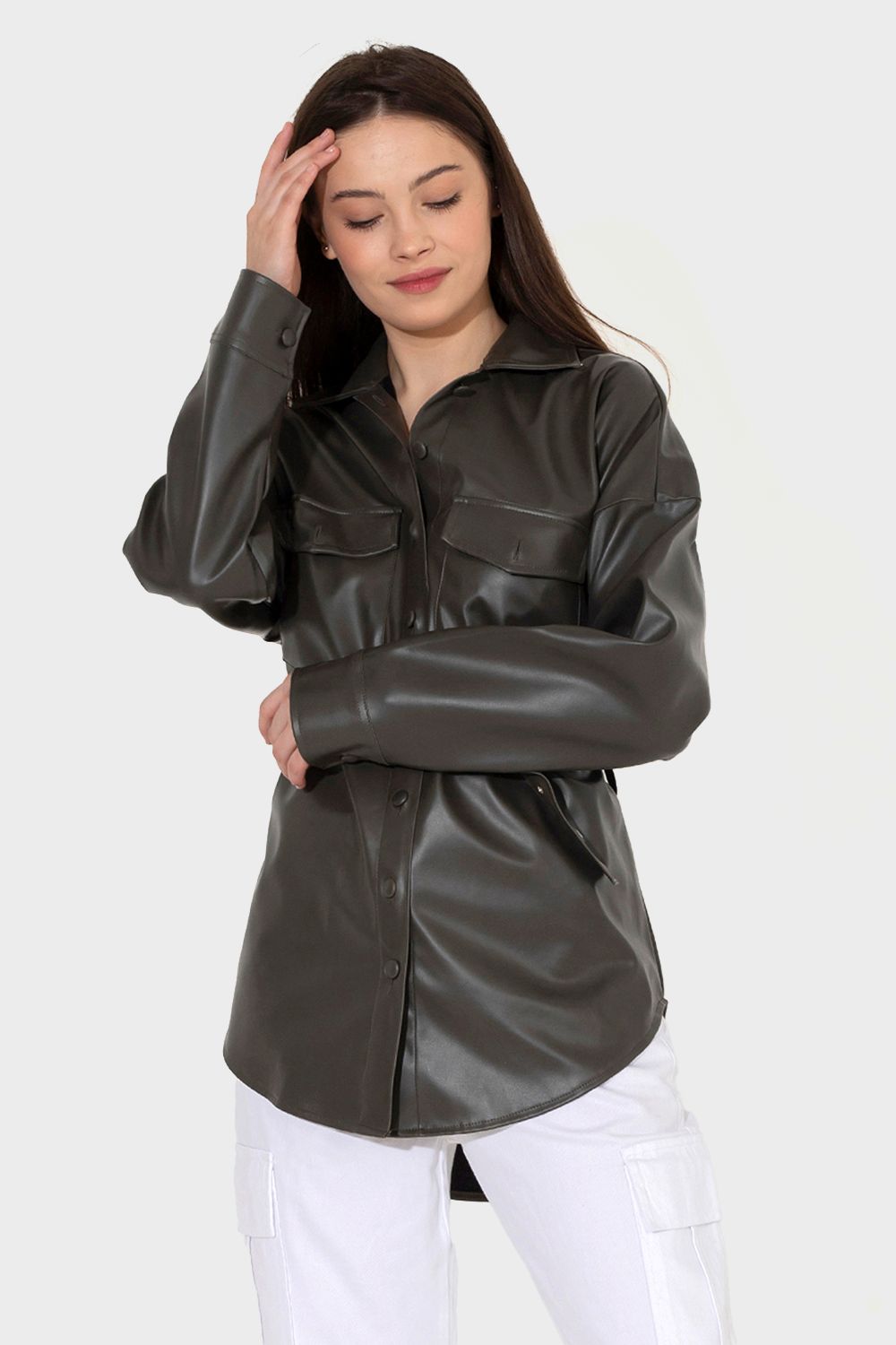 Front Pockets Jacket with Belt