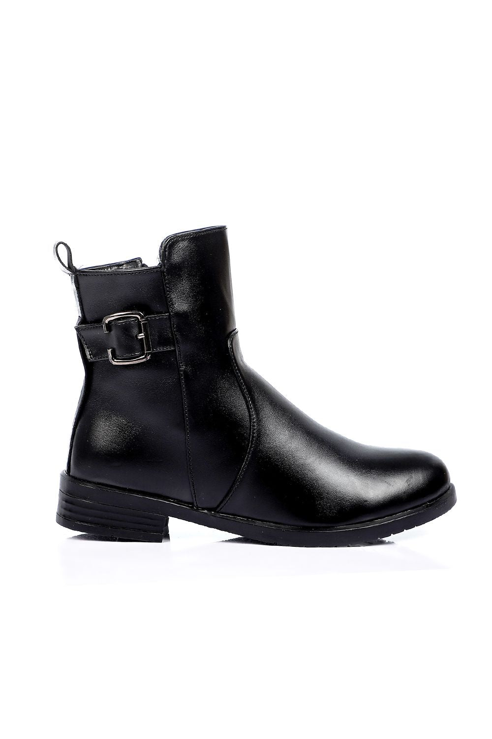 Stylish Zip-up Leather Half Boots
