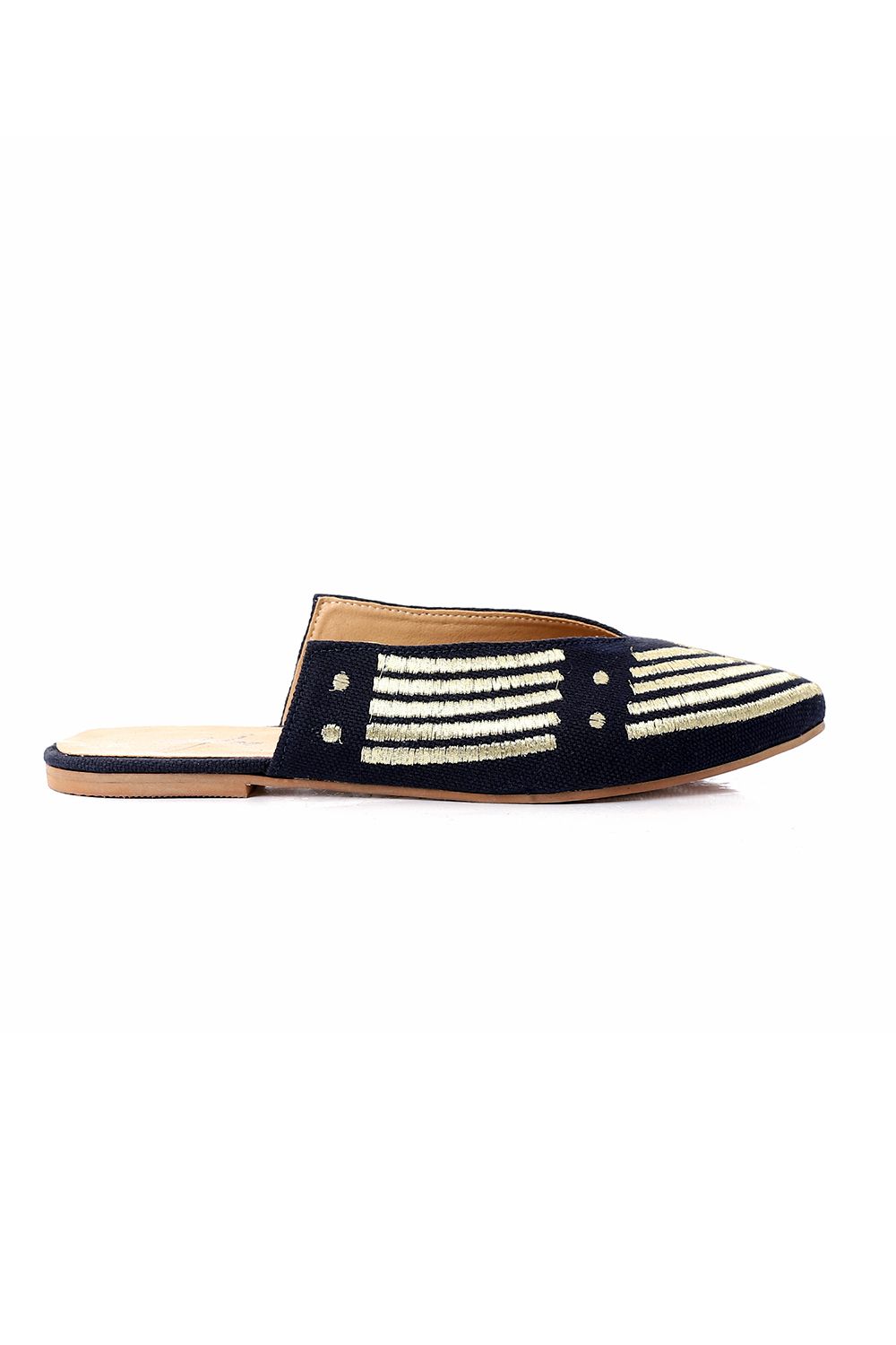 Pointed Toecap Flat Mule Shoes