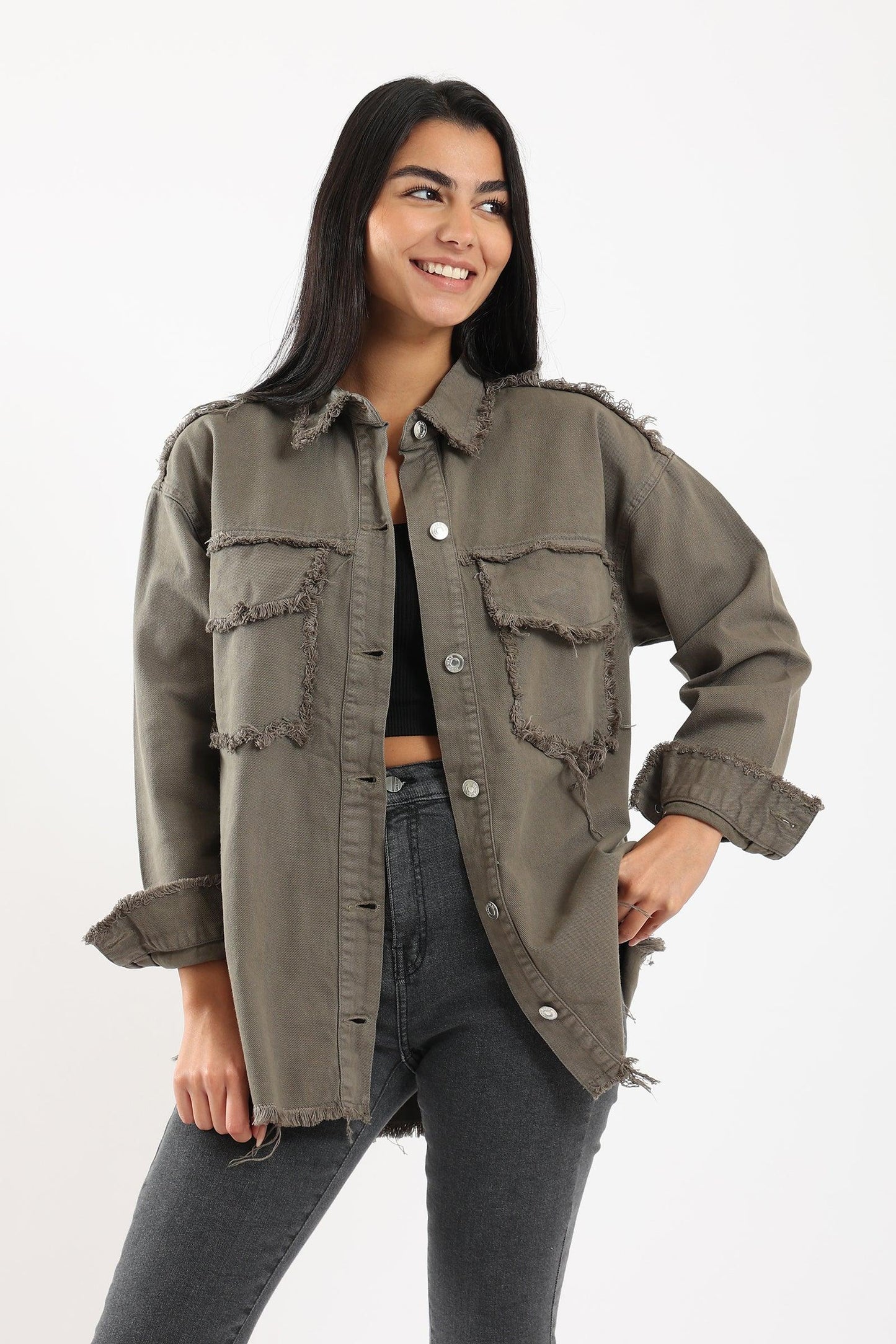 Denim Shirt with Fringes