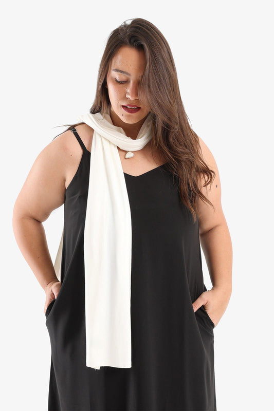 Off-White Cotton Plain Scarf