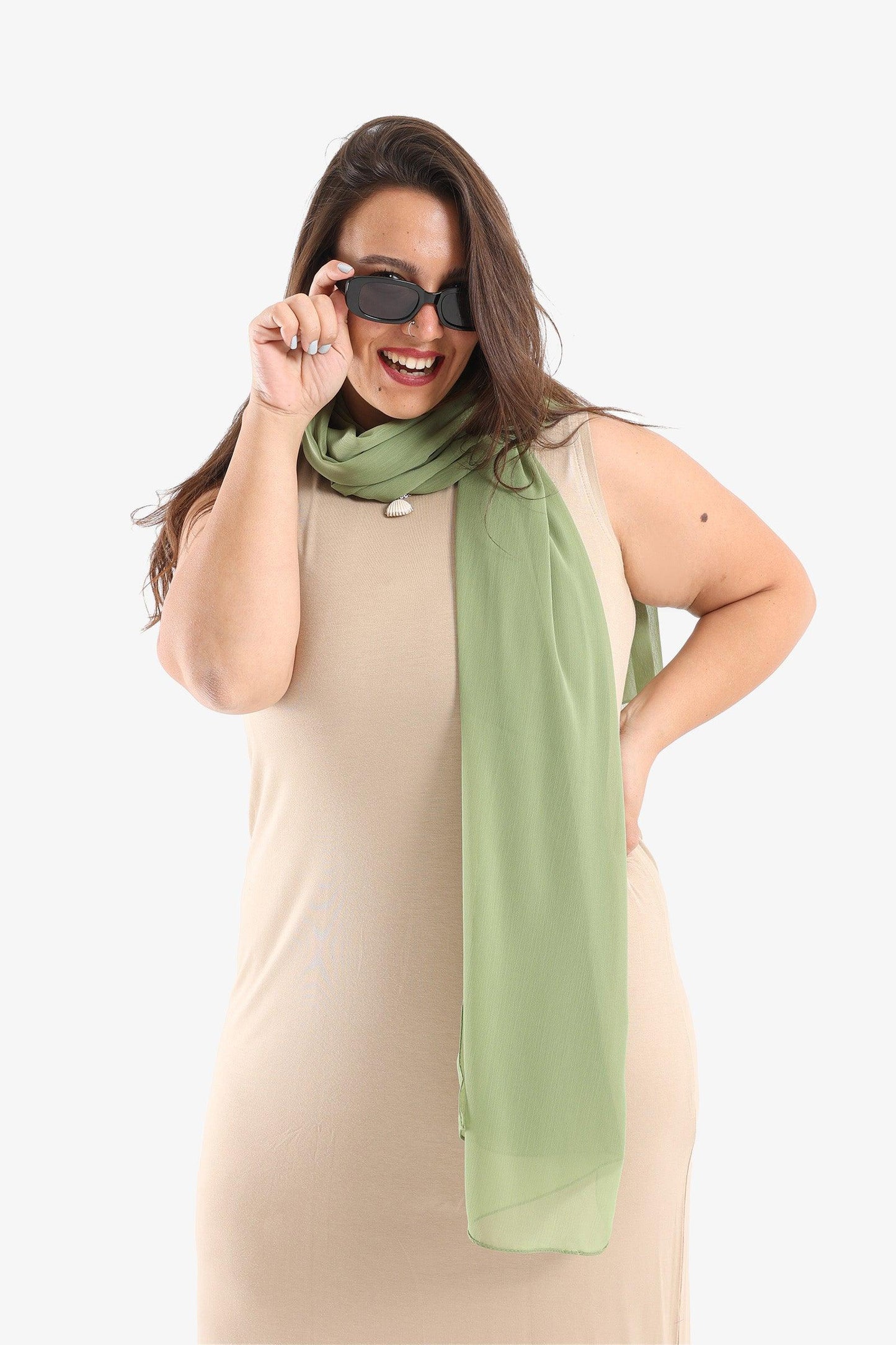 Pale Green Chiffon Plain Scarf