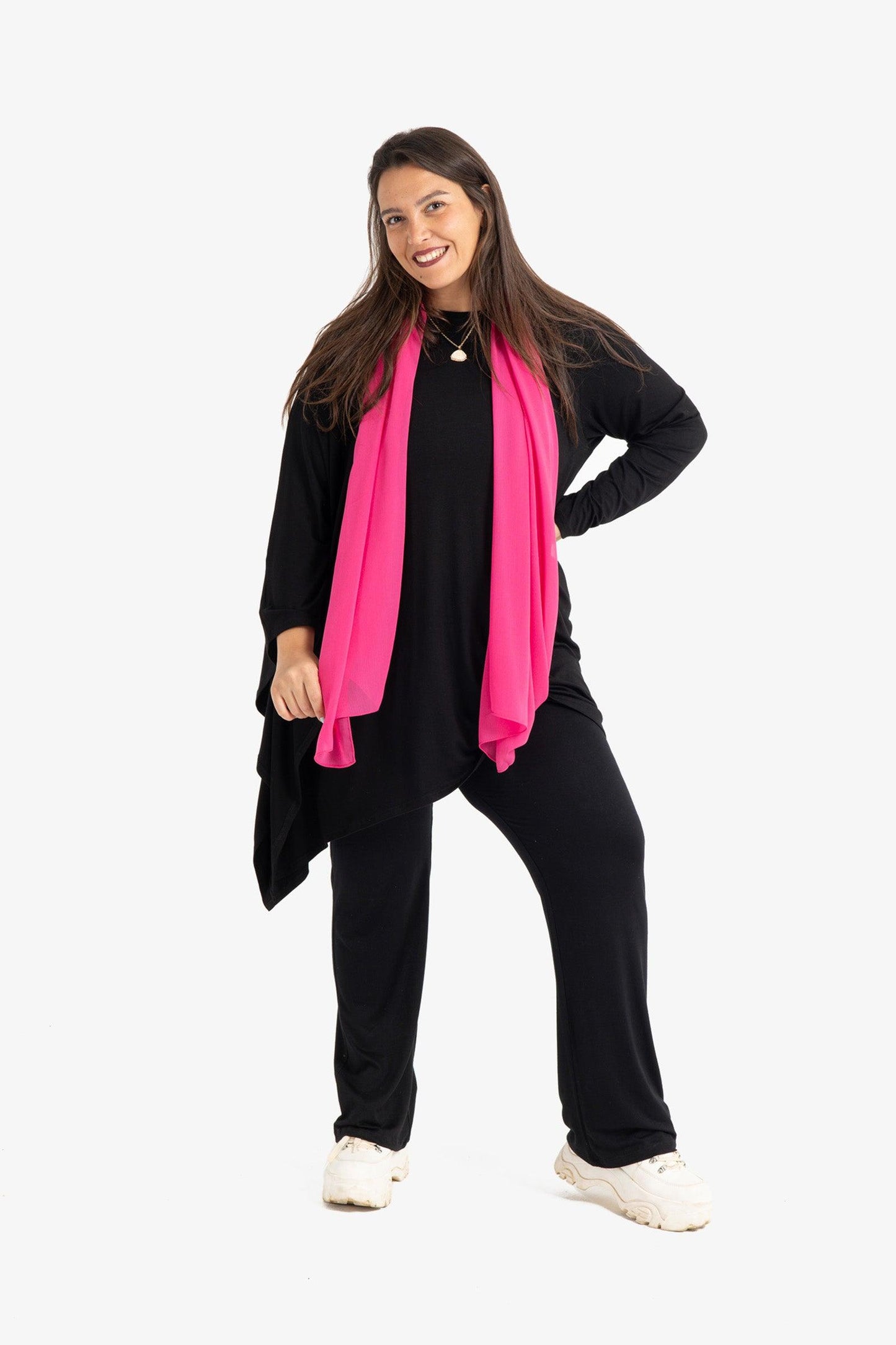 Fuchsia Chiffon Plain Scarf