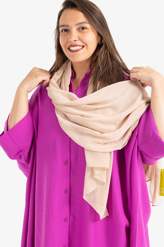 Dark Beige Chiffon Plain Scarf