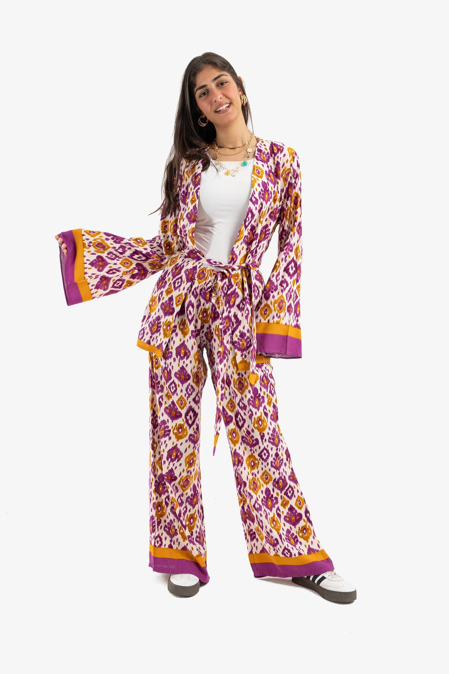 Dropped Shoulder Printed Kimono