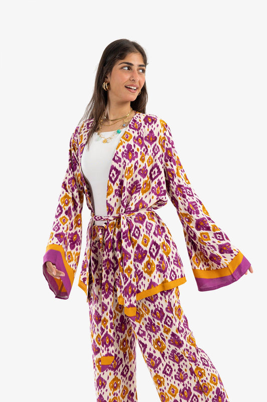 Dropped Shoulder Printed Kimono