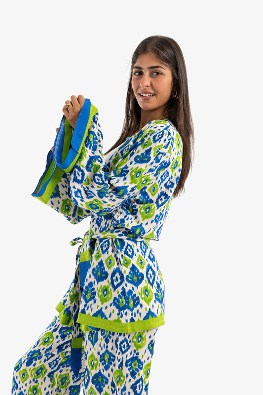 Dropped Shoulder Printed Kimono