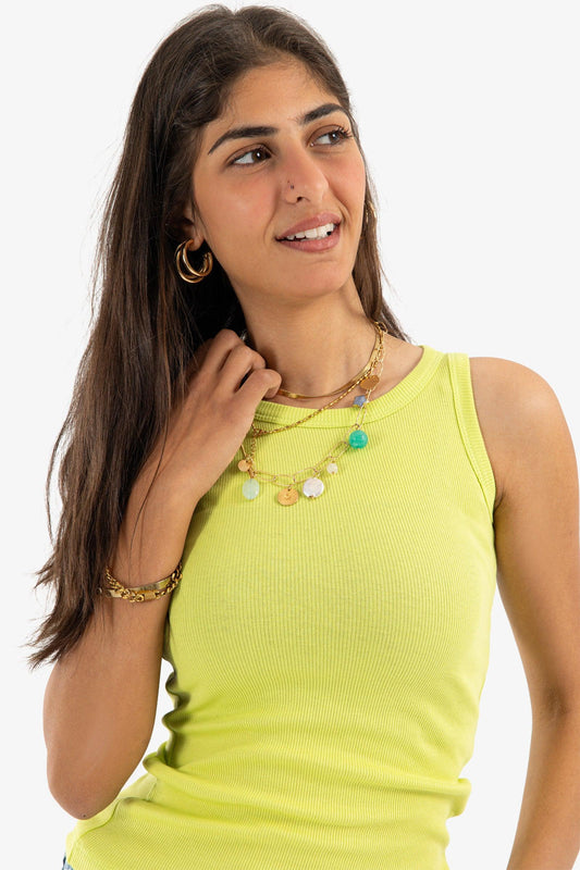 Lime Narrow Cut Ribbed Top