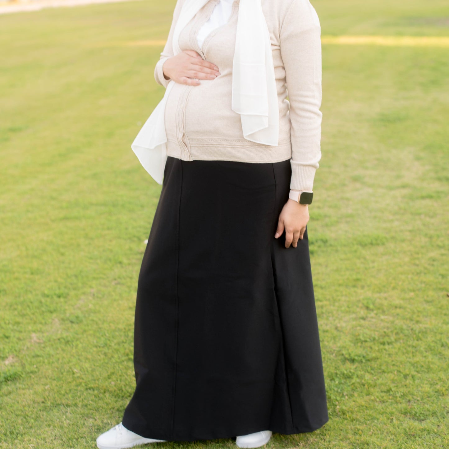 Maternity Gabardine Skirt with Cotton High Waist
