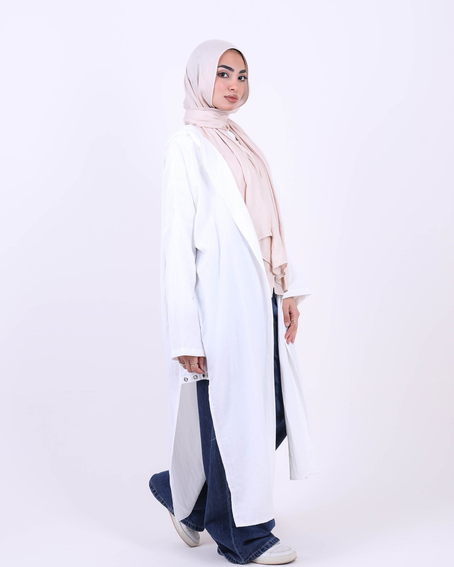 White Long Hooded Cardigan