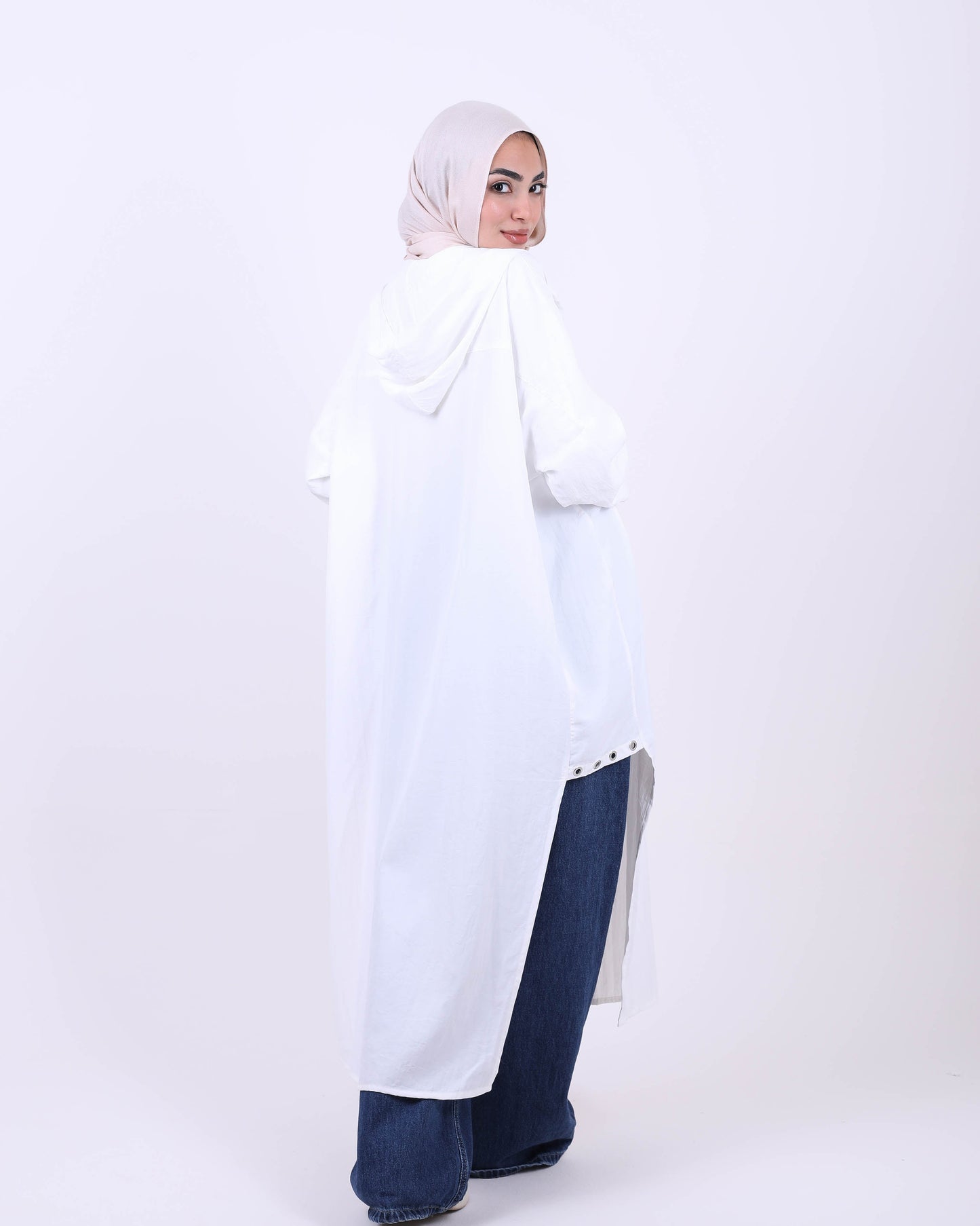 White Long Hooded Cardigan