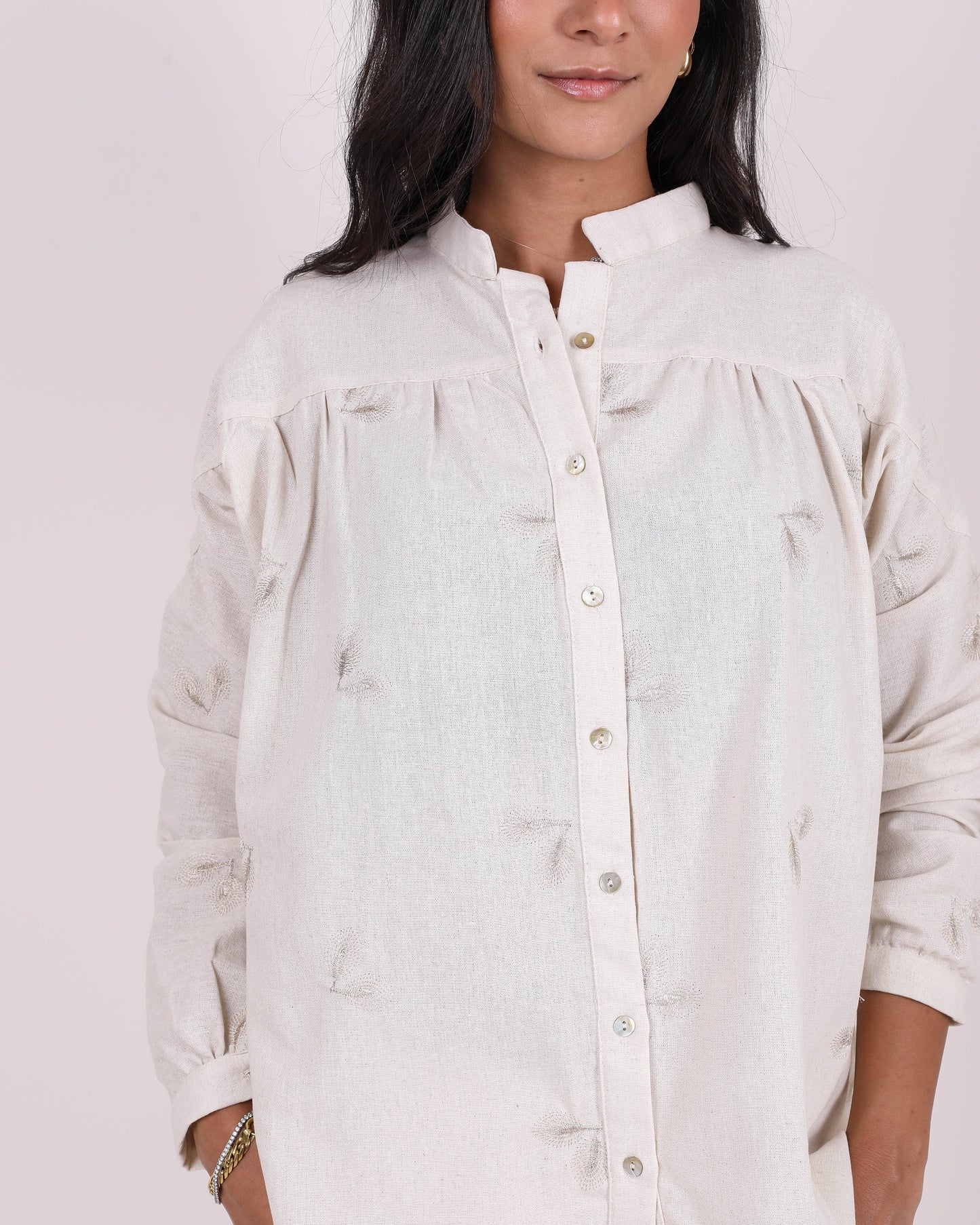 Beige Linen Stitched Shirt