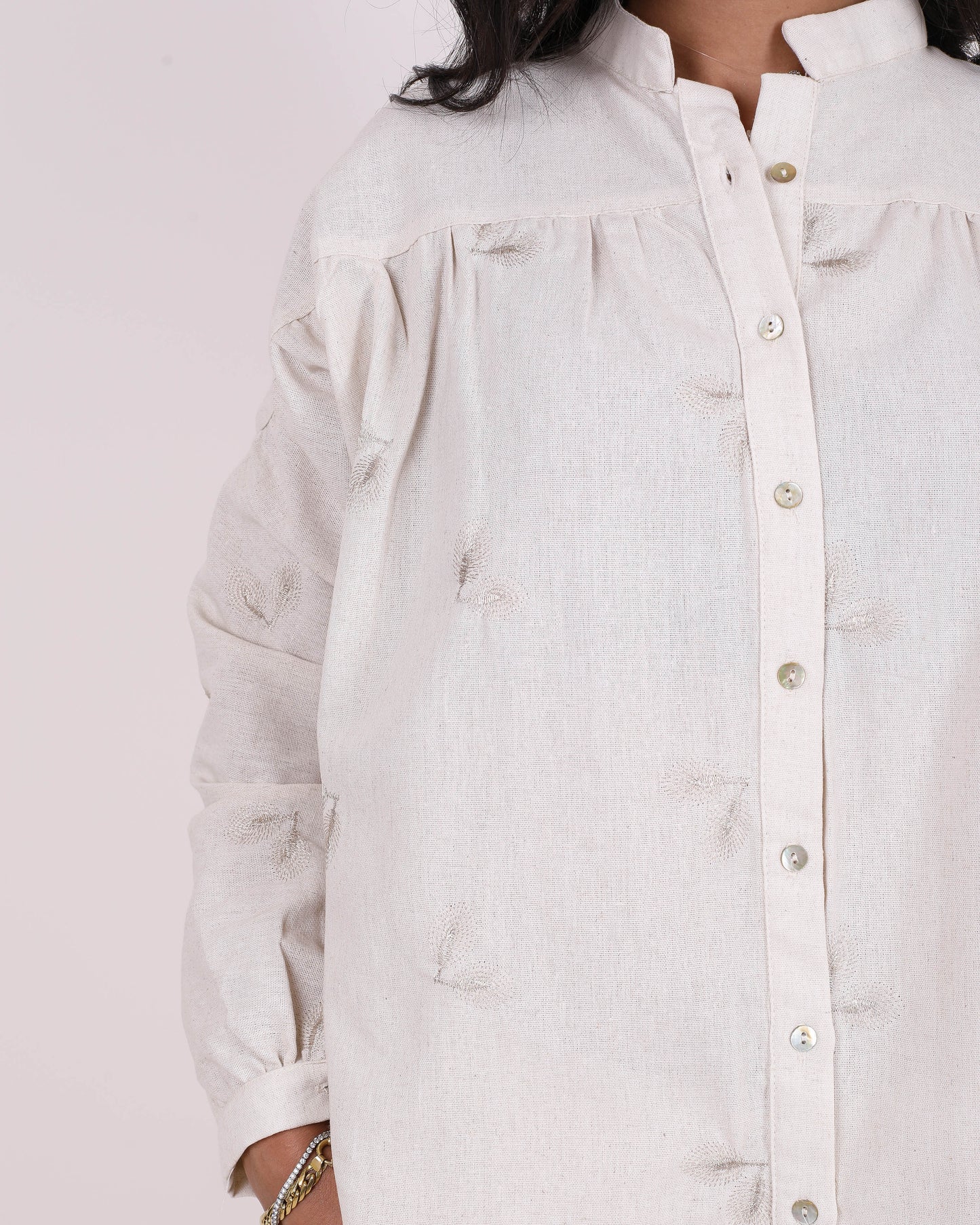 Beige Linen Stitched Shirt