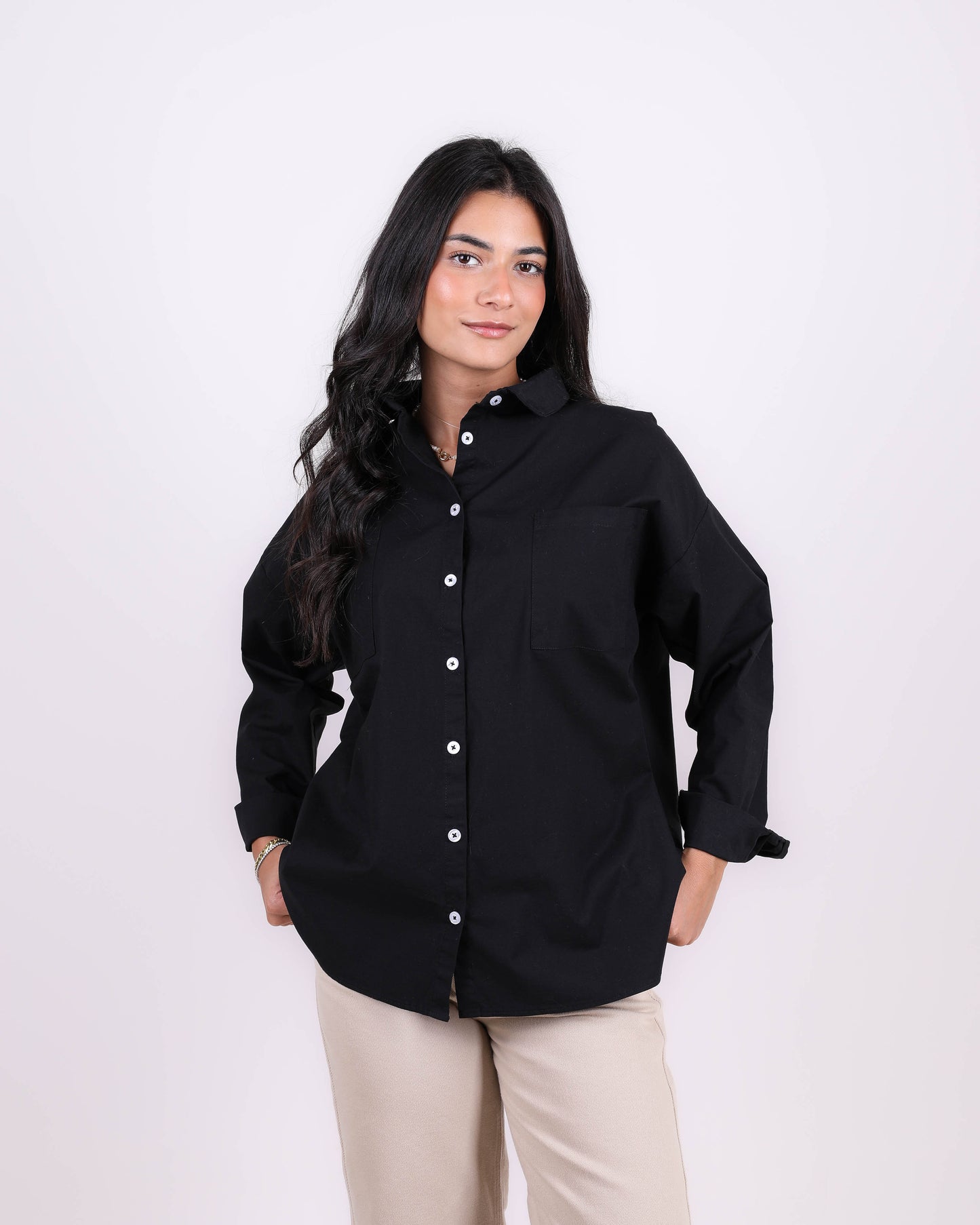 Black Classic Gabardine Shirt
