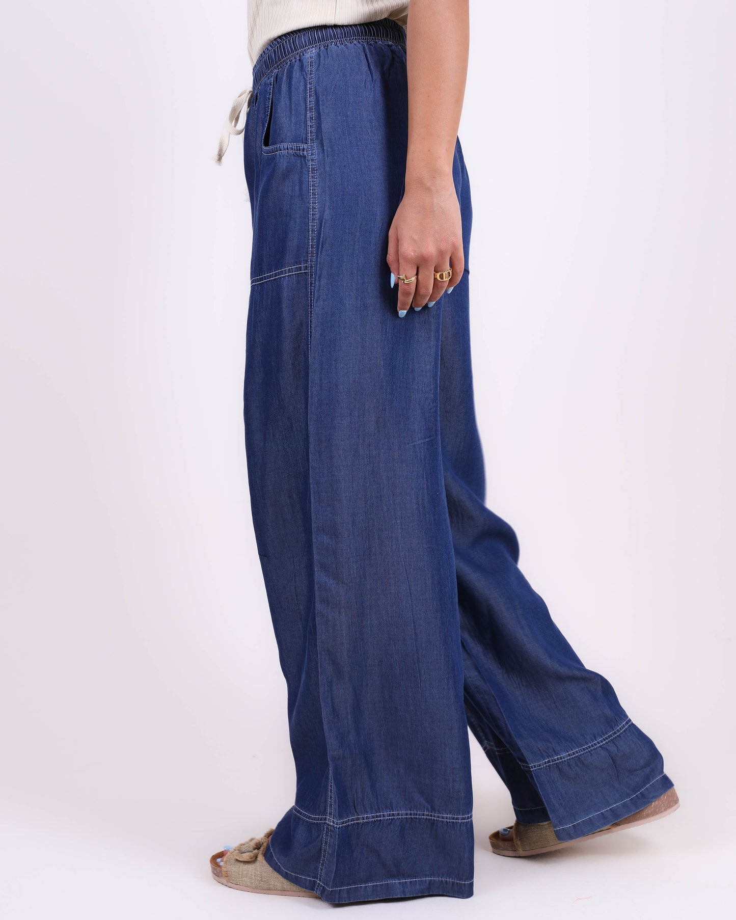 Tencel Jeans Pants with Drawstring