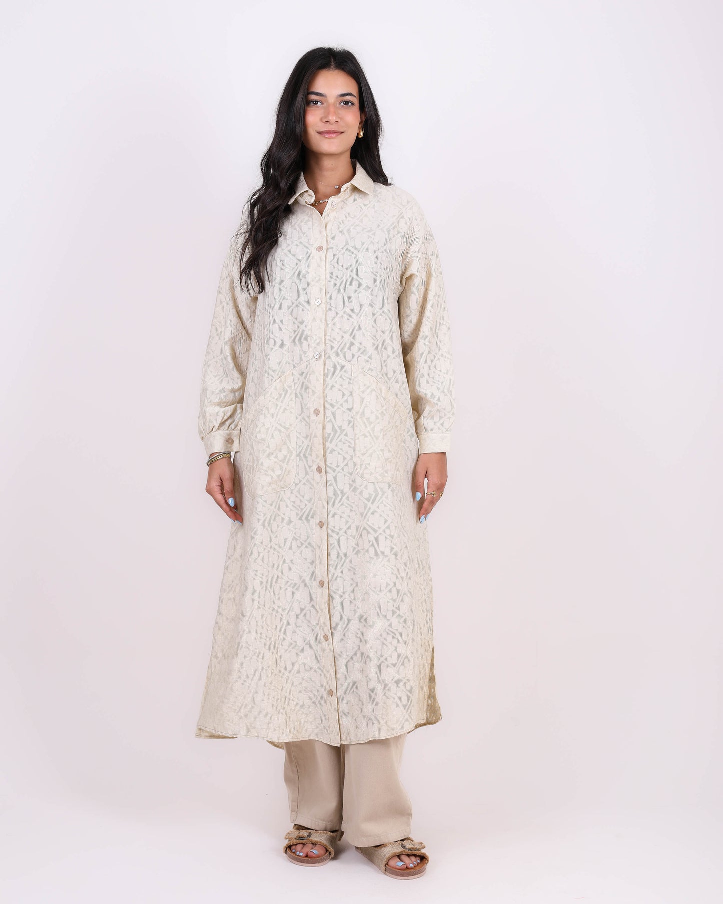 Beige Rock Shirt Dress