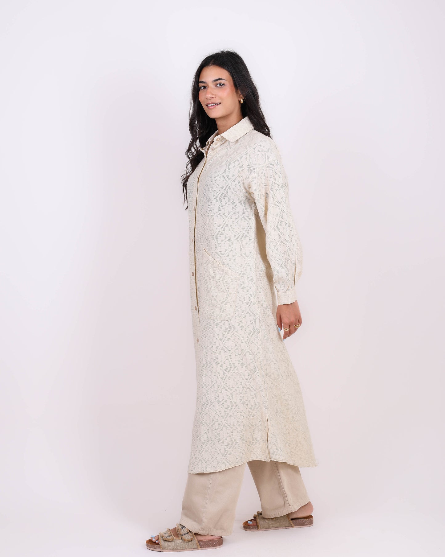 Beige Rock Shirt Dress
