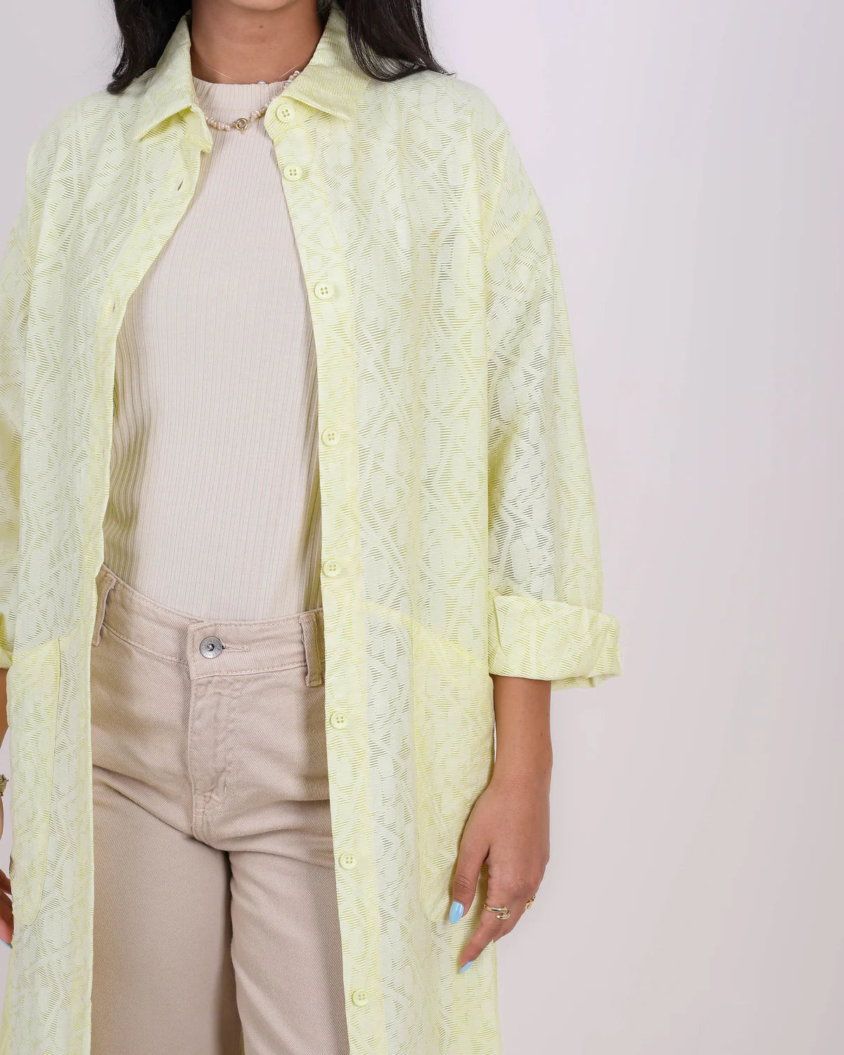 Light Yellow Rock Shirt Dress