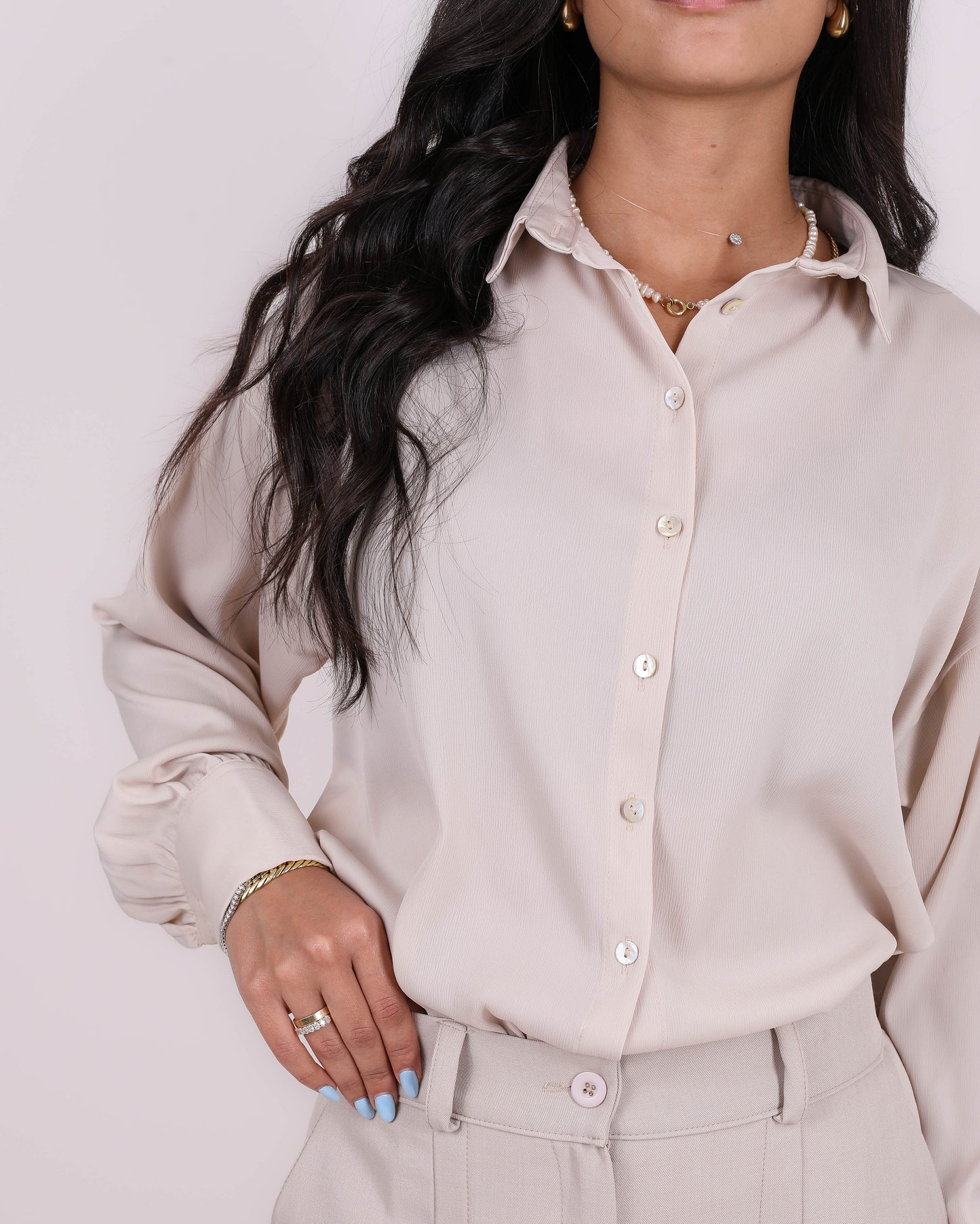 Beige Satin Shirt