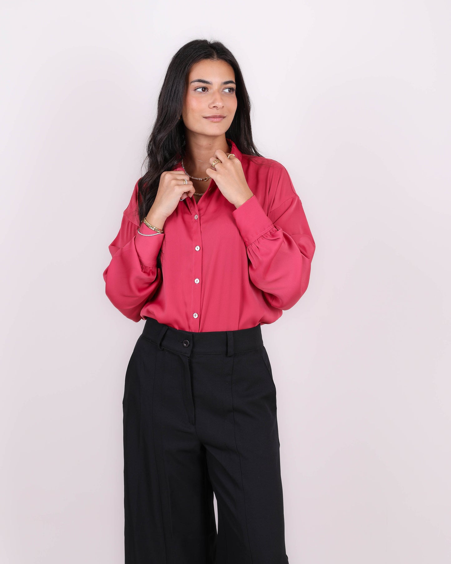 Fuchsia Satin Shirt