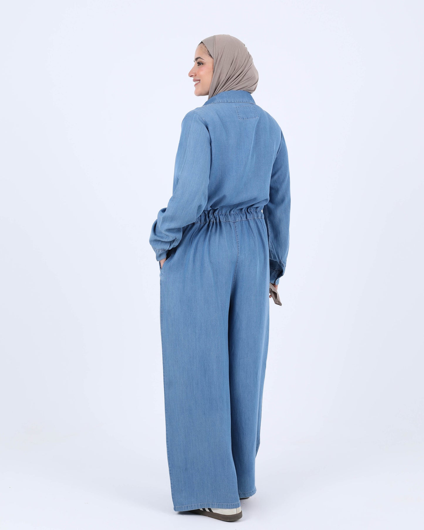 Tencel Jumpsuit with Waist Drawstring