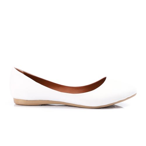 White Round Toe Cap Ballerina