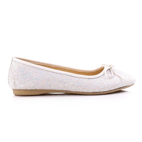 White Comfortable Glittery Ballerina