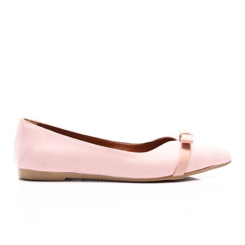 Upper Bow Suede Leather Ballerina