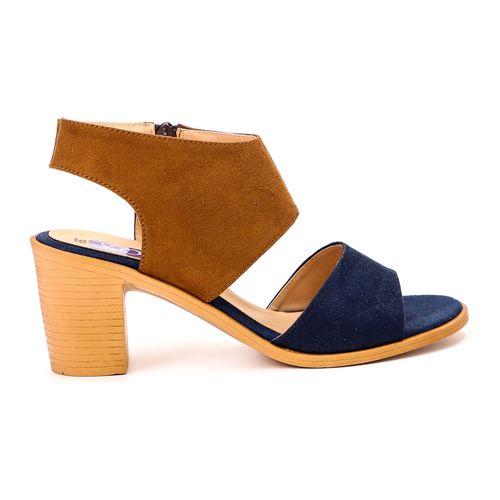 Bi-Color Suede Heeled Sandal