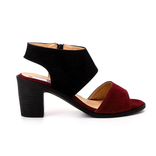 Bi-Color Suede Heeled Sandal