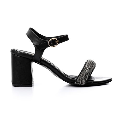 Black Glitter Soiree Heeled Sandal