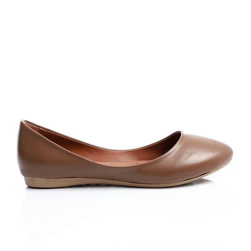 Coffee Round Toe Cap Ballerina