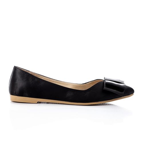 Satin Upper Bow Velvet Ballerina