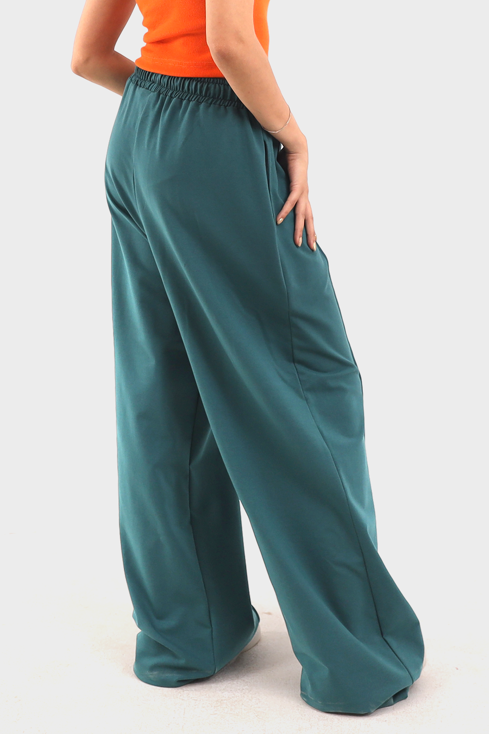Dark Green Relaxed Summer Melton Sweatpants