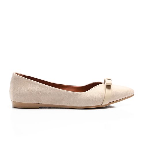 Upper Bow Suede Leather Ballerina