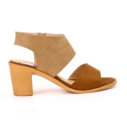 Bi-Color Suede Heeled Sandal