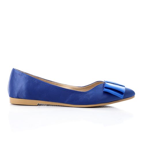 Satin Upper Bow Velvet Ballerina