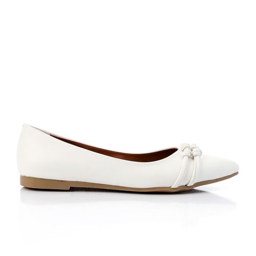 White Pointed Toe Cap Ballerina