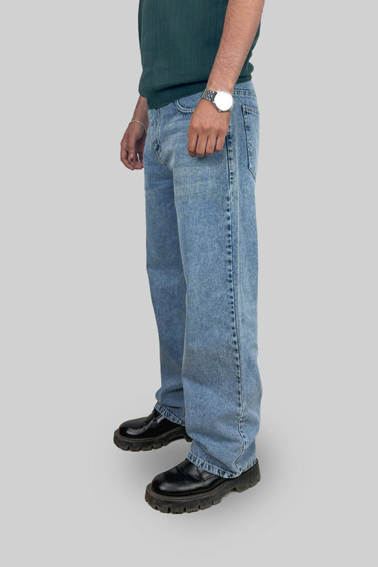 Wide Leg Jeans, Faded Blue