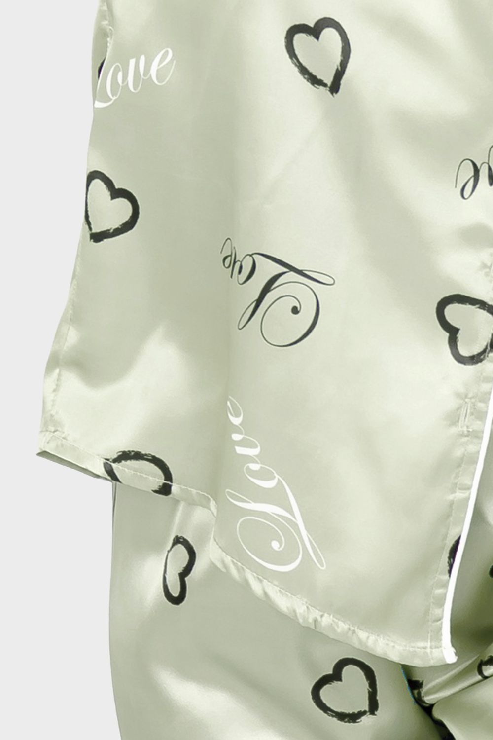 Mint Green Stylish Printed Satin Pajama Set