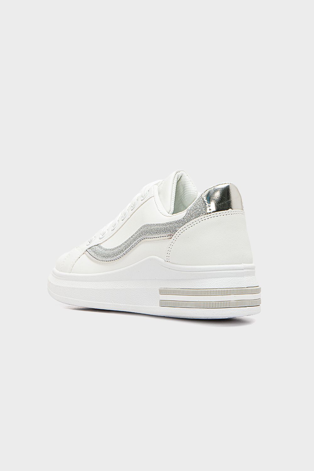 Leather Sneakers with Glitter Side